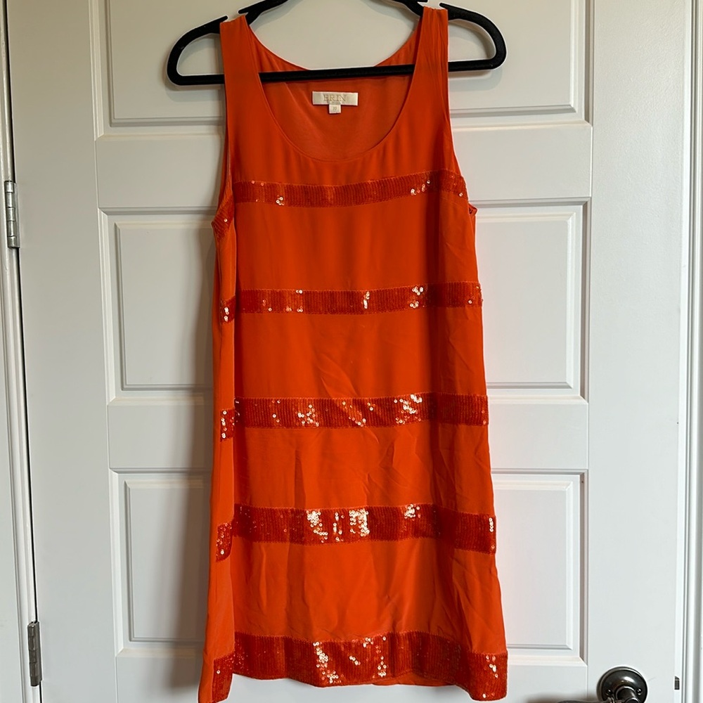 Adorable Orange Dress with sequins ! Worn Once !